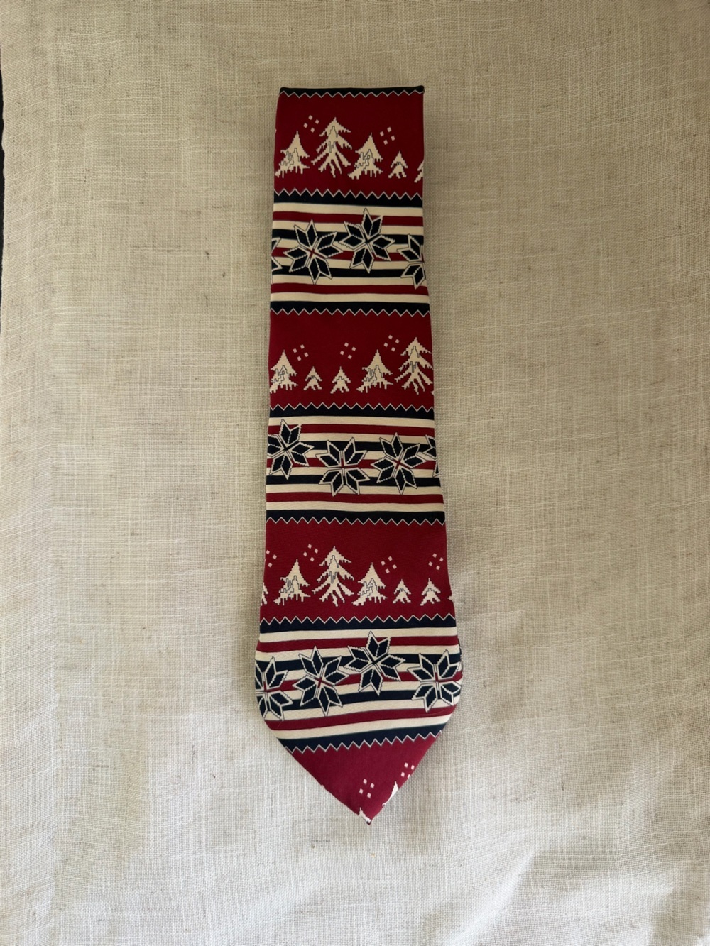 Tommy Hilfiger Red Nordic Pattern Vintage Winter Christmas Tie